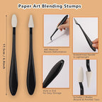 44 Pcs Blending Stumps & Sponge Wipers Set for Artists - 4 Handles + 40 Replaceable Sponge Tips - Charcoal, Graphite, Pastel Blenders for Sketching, Shading & Correcting Drawings (Black)