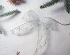CT CRAFT LLC Organza with Silver Glitter Snowflakes Wired Ribbon 2.5 inch x 50 Yards for Christmas Home Decor Tree Topper Bow Gift Wrapping DIY Crafts Wreath Garland Wedding