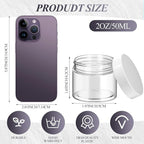SATINIOR 36 Pieces 2 oz Plastic Jars with Lids Wide Mouth Airtight Reusable Container Acrylic Cosmetic Small Jars for Lotions Ointments Travel Toiletries Creams Make up Storage(White)