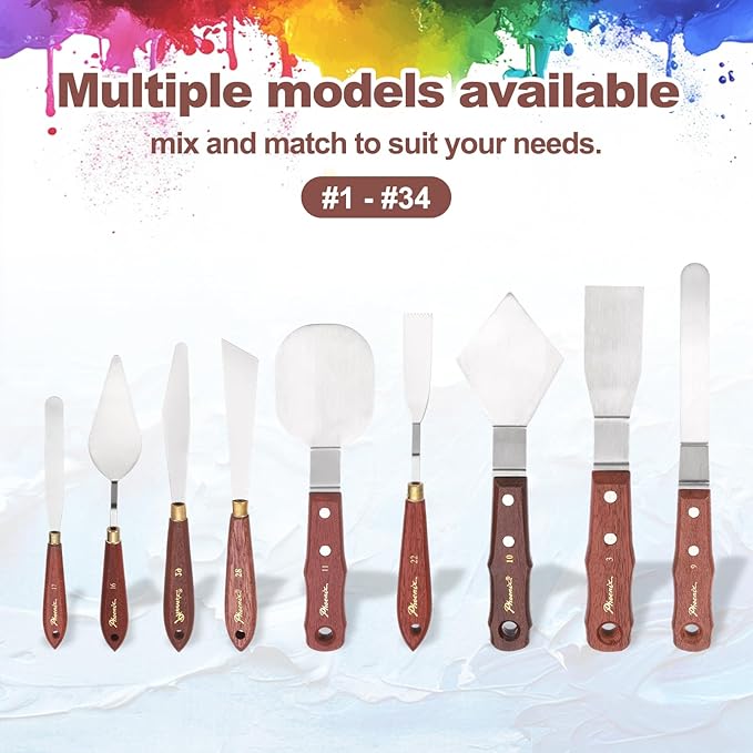 MECCANIXITY Pack of 1 Palette Knife No.17, 9.1" Long Palette Knives with Stainless Steel Flexible Spatula Pallet Knife and Wood Handle for Scraping, Mixing, Oil Acrylic Painting Canvas