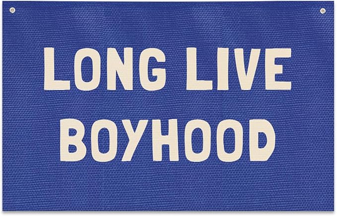 Long Live Boyhood Banner, Boys Room Decor, Canvas Banner Wall Hanging Flag Decor for Nursery Playroom Toddler Room