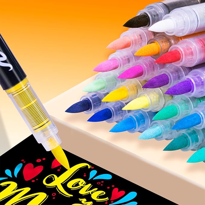 Guangna Acrylic Paint Markers,12 Colors with Direct-Liquid Ink Control System, Professional-Grade Paint Pen for Rock Painting, Canvas, Glass, Plastic, Fabric & Creative Crafts