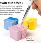 HIMI Gouache Paint Set, 48 Colors x 0.4oz, Twin Cup Jelly Design, bouns 3 Brushes & a Palette, Non-Toxic, Opaque Guache Paint for Canvas and Watercolor Paper - Perfect for Beginners, Students, Artists