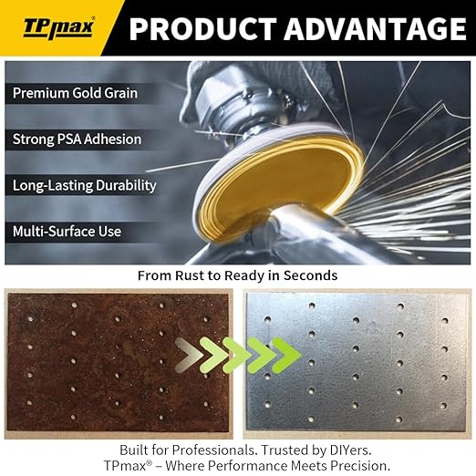 6-Inch 600-Grit Gold PSA Sanding Discs, 50 Pack – Pro-Grade Self-Adhesive Stickyback Sandpaper with Quick-Release Tabs for DA Sander, Micro-Finishing Automotive/Wood/Metal Sanding
