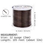 12 Gauge(2mm) Aluminum Wire 35 Yards Anodized Metal Wire for Bonsai Armature Crafting Sculpting Jewelry Craft Making Beading Floral (Light Brown, 12 Gauge)