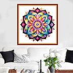Redxing Stamped Cross Stitch Kits Full Range of Embroidery Starter Kits- Needlepoint Counted Cross Stitch Kits for Beginner Adults 11CT Printed Embroidery Kit-Colorful Mandala 18x18 inch