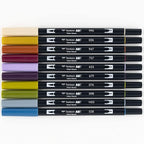 Tombow 56186 Dual Brush Pen Art Markers, Muted, 10-Pack. Blendable, Brush and Fine Tip Markers