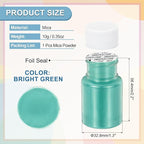 uxcell 10g/0.35oz Cosmetic Grade Mica Powder, 600 Mesh Mica Powder Natural Resin Epoxy Pigment Powders for Casting Resin, Candle Dye, DIY Nail Polish and Lip Gloss, Bright Green