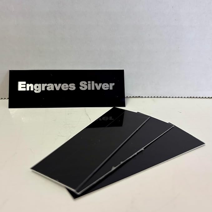 Blank Metal Plates for Laser Engraving - 4 Pack | Aluminum Sheets 0.020" Thick | CO2, Diode, Fiber Laser Compatible | Multiple Sizes & Colors (Black (engraves silver), 1x8.25 inch)