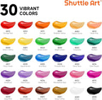 Shuttle Art 54 Pack Acrylic Paint Set, Acrylic Painting Set with 30 Colors Acrylic Paint, Wooden Easel, Painting Canvas, Paint Brushes, Palette, Art Painting Supplies for Kids Adults Beginner Artists