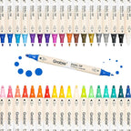 Grabie 36 Dual Tip Acrylic Paint Markers, Acrylic Paint Pens, Fabric Markers for Fabric, Canvas, Rock, Glass, Wood, Paper, DIY, Canvas DIY Art Supplies Kit, Set of 36