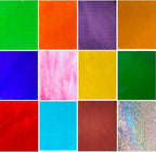 ILLUCKAI 12 Sheets Rainbow Transparent Stained Glass Sheet, 4 x 6 inch Cathedral Art Glass Supplies for Stained Glass Projects and Mosaic Making Crafts