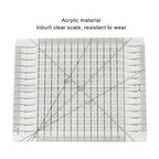 Pssopp Charming Shape Cut Ruler, Transparent Acrylic, Accurate Scale, Black Grid Line, Multifunction, Quilters Ruler, 25.5cm x 8.1in