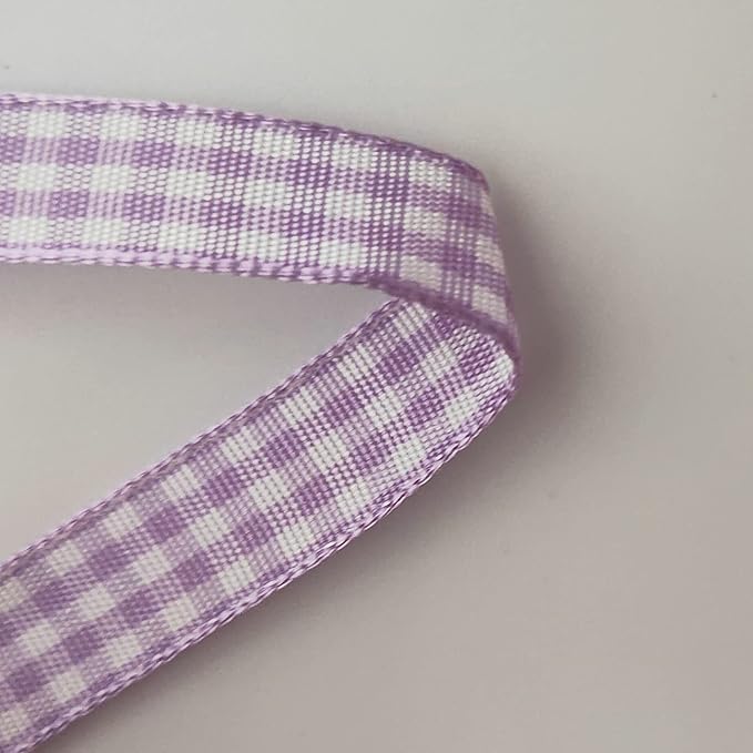 Purple Gingham Plaid Checked Ribbon 25 Yard Each Roll 100% Polyester (3/8", Purple)