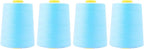 Mandala Crafts 4 Pack of Serger Threads Cones Spools - 20S/2 24000 Yards Polyester Baby Blue Threads for Sergers Machine and Overlock Quilting Sewing Machine
