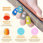 20 Pieces Rubber Thimble - Thimbles for Hand Sewing with Finger Protection, Durable Rubber Finger Tips for Quilting, Knitting, Embroidery, Paperwork & Crafts (5 Sizes)