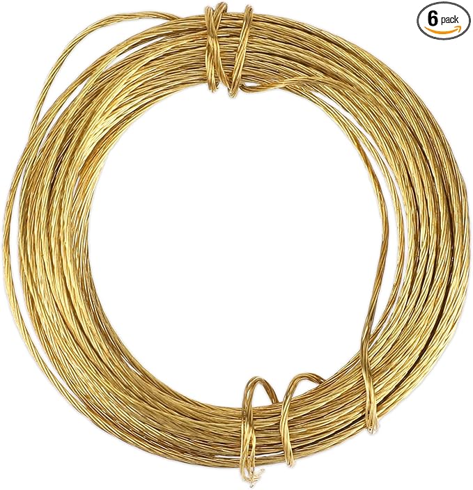 Picture Hanging Brass Wire 20 Feet Braided Picture Wire Multi-Stranded Metal Wire for Artwork, Mirrors, Clocks, Golden