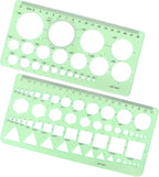 Tamaki Circle Template Measuring Geometry Ruler Geometric Drawings Stencils Rulers Scale Drafting Digital Drawing Set for Office and School Building Formwork Drawings Templates, 2 Pack