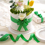 Polka Dot Grosgrain Ribbon 3/4 Inch, 25 Yards Spool Green and White Polka Dot Ribbon for Christmas Gift Wrapping DIY Crafts Hair Bows Wedding Party Decor Sewing and Home Decoration