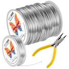 16 Gauge(1.5mm) Aluminum Wire 164 Feet(50M) KSVZS Bendable Metal Wire for Crafts, Sculpting, Armature, Jewelry Making【3-in-1】+18Gauge(1.0mm) 32.8Ft(10M)+1 Pliers(Silver)…