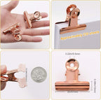 Coideal Bulldog Paper Clips Rose Gold, 20 Pcs 2 Inch Large Metal Binder Hinge Clip for Office, Food Bags, Pictures Photos, Art Crafts (50 mm)