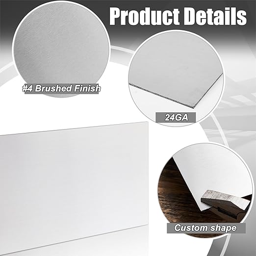 2 Pcs 430 Stainless Steel Sheet Metal 12 x 6 Inches 24GA Metal Plates Panel #4 Brushed Finish Magnetic Mount Board Wall Food Truck Restaurant Crafting Kitchen Floor Trailer Garage Gym