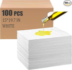 Hoolerry Oil Absorbent Pads Weight Dimpled Pad Garage Accessories Water Absorbent Mat Oil Spill Mat for Absorbing Protecting Home Garage Basement (100 Pcs,White,15 x 19.7 Inch)