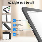 TOHETO A2 Light Pad 25.2''x18.4'', Large Magnetic LED Light Board for Diamond Painting, 3-Color Modes Light Box for Tracing, 6-Level & Stepless Dimmerable Diamond Art Light Table for Drawing,Sketching