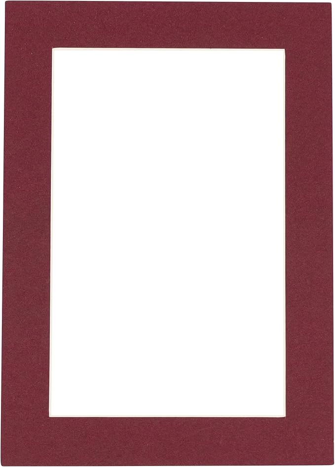 8x10 Mat Bevel Cut for 5x8 Photos - Acid Free Maroon Red Precut Matboard With Backing Board and Crystal Clear, Self Seal Photo Mat Bag - For Pictures, Photos, Framing - 4-ply Thickness