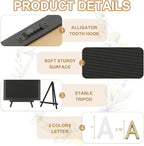PATIKIL Felt Letter Board, 12x16Inches Black Wooden Changeable Message Board with Storage Bag Stand for Kitchen Menu Classroom Farmhouse Decor Notes, White Bronze Letter