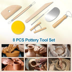 Amrules Clay Tools Kit, 8 PCS Pottery Tools, Practical Polymer Sculpting Tool Kit, Air Dry Clay Tool Set Suitable for Adults, Pottery Craft, Dotting, Drawing, Modeling, Shaping