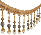 3yards Beading Fringe Trimming Long Beads Tassel Curtain Trim Ribbon Trim for Cover Edge Decorative (Orange)