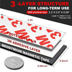 Neodymium Magnetic Tape, Flexible Magnet Tape Strips Roll (1/2'' Wide x 3.3 ft Long) with Strong 3M Adhesive Backing, Magnetic Strips Heavy Duty Perfect for Wall, DIY, Art Projects & Fridge