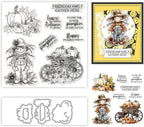 Halloween Clear Silicone stampReusable Stamp with Pumpkins, Skulls, Bats, Santa Claus, and Holiday Designs. Used for Making Cards, scrapbooks, and DIY templates (Scarecrow)