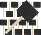 US Art Supply 3 inch Foam Sponge Wood Handle Paint Brush Set (Value Pack of 15) - Lightweight, durable and great for Acrylics, Stains, Varnishes, Crafts, Art