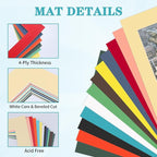 ZBEIVAN 12 Packs Mixed Colors 11x14 Picture Frame Mats for 8.5x11 Photos, Artworks and Prints, White Core Bevel Cut Frame Mattes
