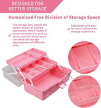 12in Three-Layer Multipurpose Storage Box Organizer Folding Tool Box/Art & Crafts Case/Sewing Supplies Organizer/Family First Aid organizer/Medicine Storage with 2 Trays (Pink)