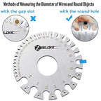 ZeeDix Standard Dual-Sided Round Wire Cable Sheet Gage- Stainless Steel Metal Wire Gage Measurement Tool Wire Measuring Ruler Diameter Tool