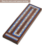 Foldable Wooden Cribbage Board Game Set, Portable Travel 3 Track Cribbage Board with Magnetic Closure,9 Metal Pegs,A Deck of Cards - Family Board Games for Kids and Adults