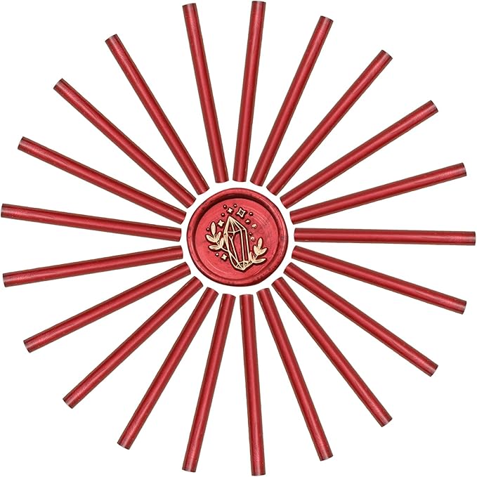 SWANGSA 20 Pieces Glue Gun Sealing Wax Sticks Metallic Red for Wax Seal Stamp, Great for Wedding Invitations, Cards, Envelopes, Wine Packages, Gift Wrapping (Metallic Red)