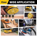 100PCS 5 Inch 150 Grit 125mm 8 Hole Sanding Discs Sandpaper - Premium Gold Round Hook and Loop for Random Orbital Sander - Ideal for Wood, Metal, Automotive