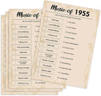 QUPT 70th Birthday Party Games, Music of 1955 Games, Birthday Party Supplies for Adults, Fun 1955s Party Game, Pack of 30 Cards