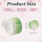 uxcell 2 Rolls Petal Washi Tape, 80 Pieces Floral Decorative Tape Colored Masking Tapes Crafting Supplies for DIY Crafts, Gift Wrapping, Scrapbook, Party Decorations, Small Green
