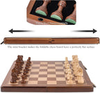 A&A 15" Magnetic Wooden Chess Set, Handmade 3" King Height Knight Staunton Chess Pieces with 2 Extra Queen, Folding Portable Travel Game Set