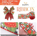 2.5" Watermelon and Strawberry Ribbon,Summer Craft Wire Edged Ribbon,Checks,Polka Dots,Watermelon Slices,Strawberries and Flowers Faux Linen Ribbons for Floral Arrangements, Packages and Home Decor.