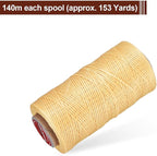 uxcell Flat Leather Sewing Waxed Thread, 140m / 153 Yards Polyester Wax String, 300D Wax Stitching Cord for Leather Crafts, Bookbinding, Bracelets Braided, Yellow Brown