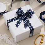 Polka Dot Grosgrain Ribbon 3/4 Inch, 25 Yards Spool Navy Blue and White Dot Craft Ribbon for Christmas Gift Wrapping DIY Crafts Hair Bows Wedding Party Decor Sewing and Home Decoration