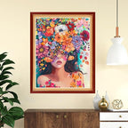 Funchey Stamped Cross Stitch Kits, DIY Cross Stitch Pattern for Adults Beginners Needlepoint Kits Embroidery Kit Arts and Crafts 11CT-Girl Flowers 16x20 inchs