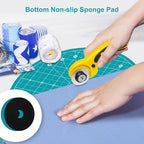 Headley Tools 10"x10" Round Rotating Cutting Mat, Self Healing Mat with 360-Degree Rotation & Anti-Slip Base, Sewing Board Cutting Mat Perfect for Fabric Quilting Leather Hobby Project, Turquoise