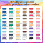 Overseas Acrylic Paint Markers 60 Colors, Brush Tip Paint Pens with Automatic Ink Control System, Quick Drying Liquid Ink Acrylic Marker for Rock, Wood, Canvas, Glass, Fabric, Metal, Plastic, Rubber